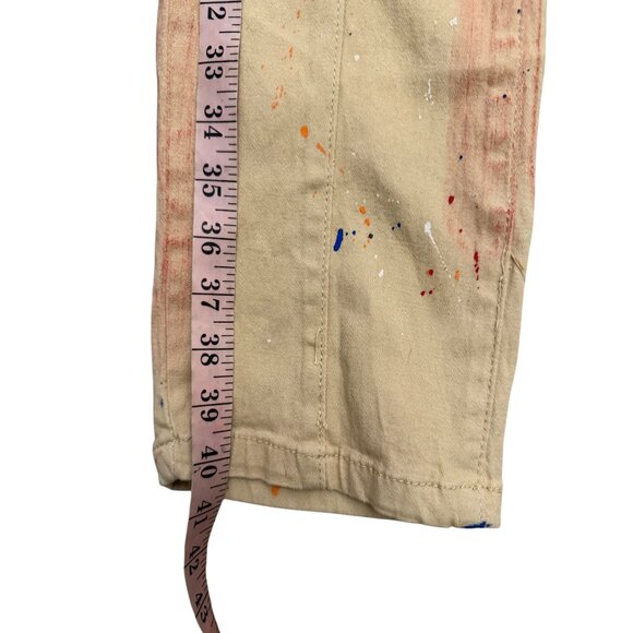 NWT Reason Premium Denim Straight Leg Jeans Slim Paint-Splatter Mens Khaki 32 - Picture 12 of 12